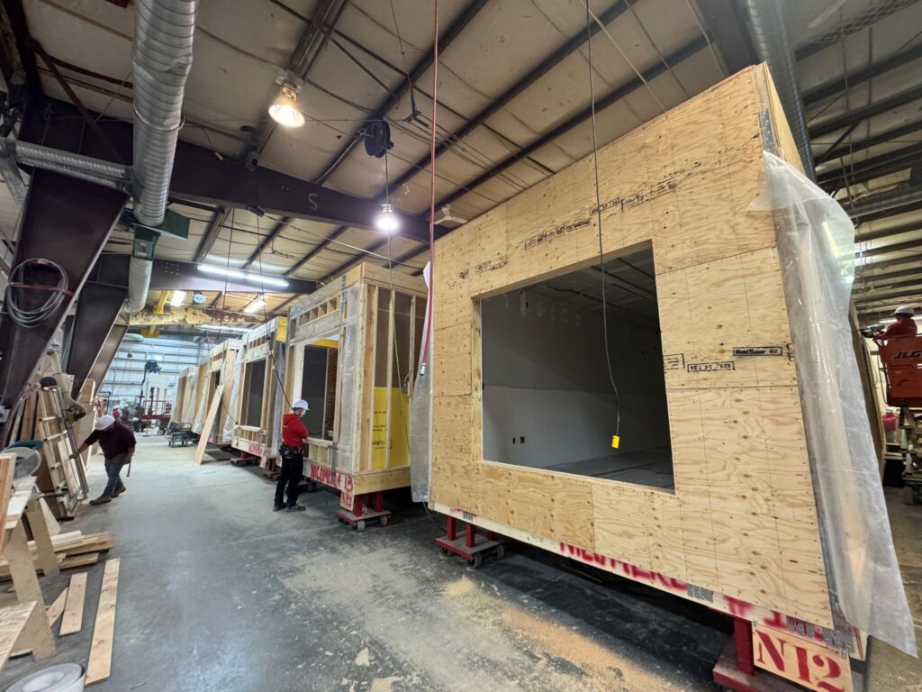 Factory building the modular school