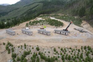 Overhead shot of ROC Modular sleepers in remote BC